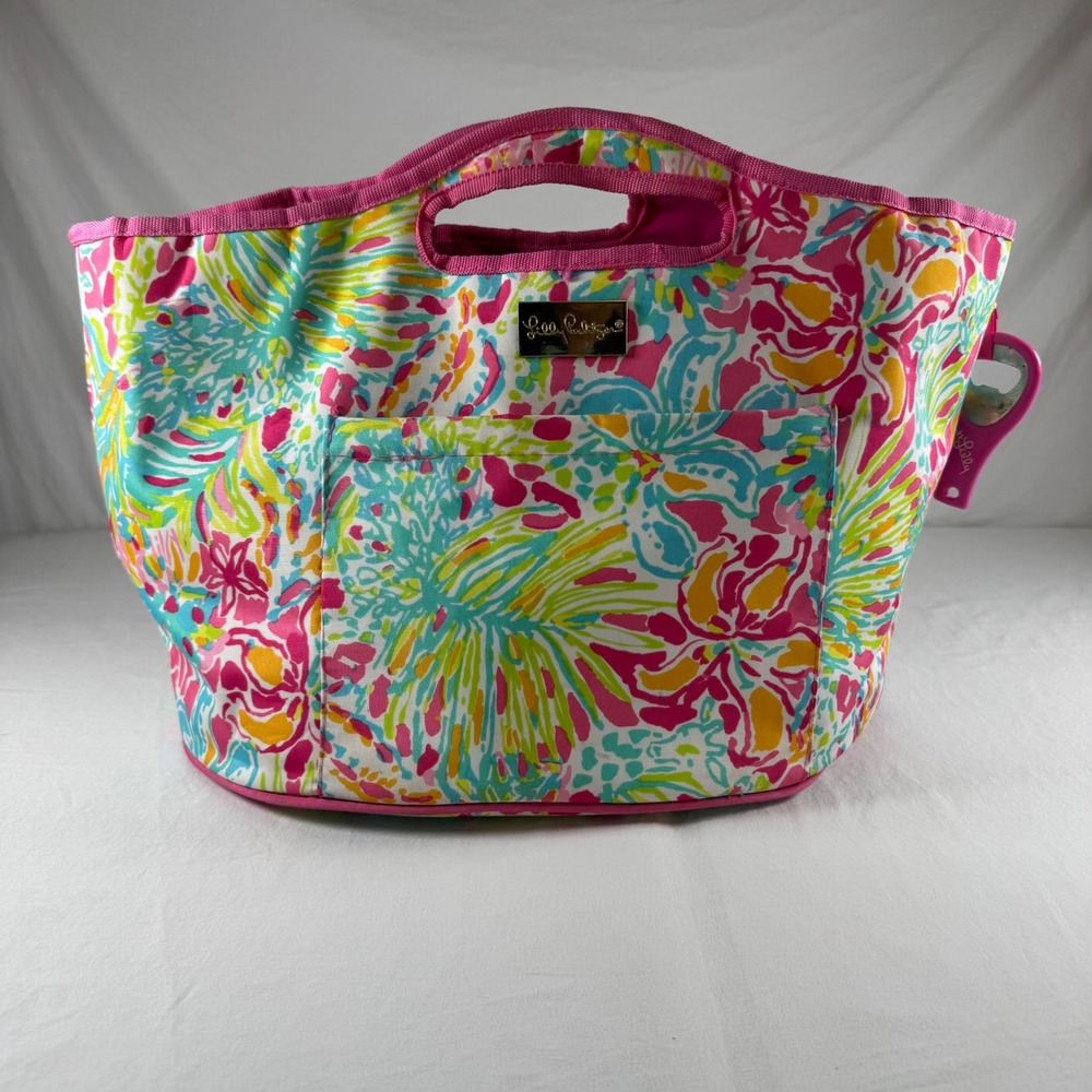 Lilly Pulitzer Multicolor Floral Print Insulated Cooler Tote Bucket Bag